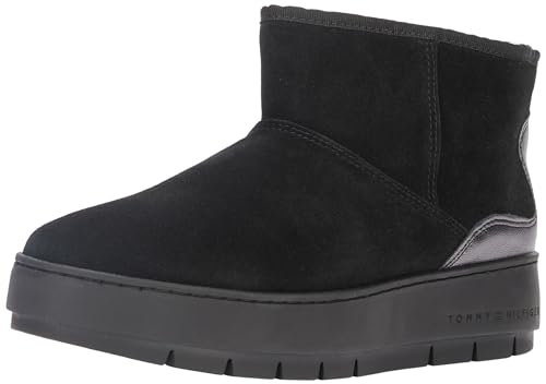 Tommy Hilfiger Damen Boots Metallic Suede Snowboot Wildleder, Schwarz (Black), 37 EU von Tommy Hilfiger