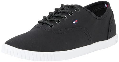 Tommy Hilfiger Damen Sneaker Canvas Lace Up Schuhe, Schwarz (Black), 36 von Tommy Hilfiger