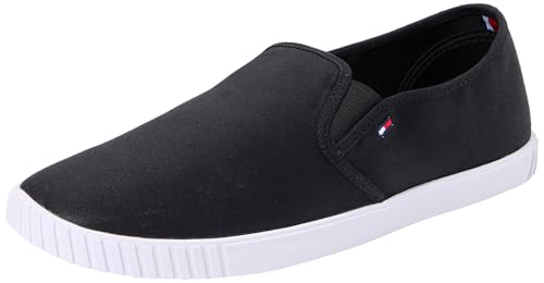Tommy Hilfiger Damen Schuhe Canvas Slip-On Sneaker Slipper, Schwarz (Black), 40 von Tommy Hilfiger