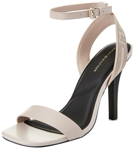 Tommy Hilfiger Damen Schuhe Sporty Leather High Heel Sandal Stiletto-Sandalen, Beige (Smooth Taupe), 39 EU von Tommy Hilfiger