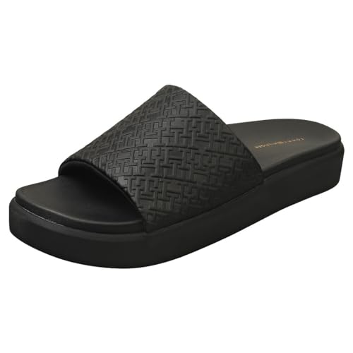 Tommy Hilfiger Damen Schuhe TH Platform Pool Slide Schwarz Pantoffeln 38 von Tommy Hilfiger