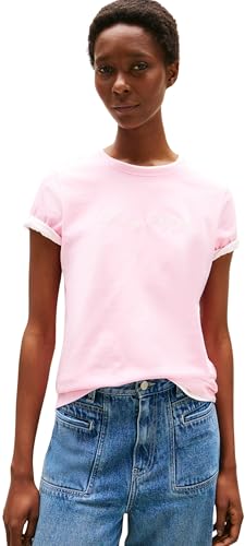 Tommy Hilfiger Damen Script Reg C-Nk Ss Ww0Ww45746 S/S T-Shirt, Pink (Classic Pink), 3XL von Tommy Hilfiger