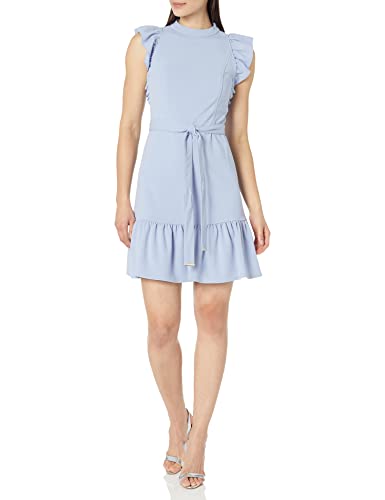 Tommy Hilfiger Damen Scube Flounce Puffärmeln Kleid, Blau, 40 von Tommy Hilfiger