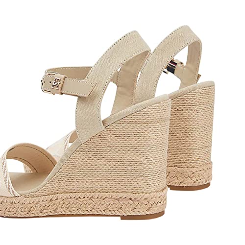 Tommy Hilfiger Damen Wedge Espadrilles Seasonal Webbing Wedge Keilabsatz, Beige (Sandalwood), 42 EU von Tommy Hilfiger