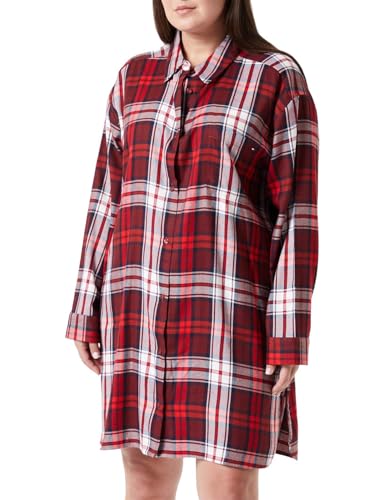 Tommy Hilfiger Damen Shirt Nightdress FL (EXT Sizes) UW0UW04874 Nachthemden, Rot (Women Apparel Plaid Red), XL von Tommy Hilfiger