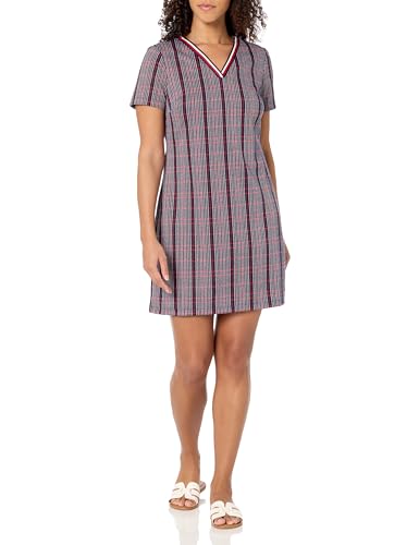Tommy Hilfiger Damen Short Sleeve Striped Trim Dress Kleid, Marineblau, Mehrfarbig, 40 Tommy Hilfiger Damen Short Sleeve Striped Trim Dress Kleid, Marineblau, Mehrfarbig, 40 von Tommy Hilfiger