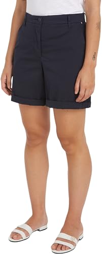 Tommy Hilfiger Damen Chino-Shorts Mom Fit, Blau (Desert Sky), 46 von Tommy Hilfiger
