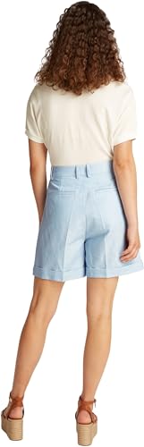 Tommy Hilfiger Damen Shorts Linen Mix Pleated High Waist, Blau (Breezy Blue), 40 von Tommy Hilfiger