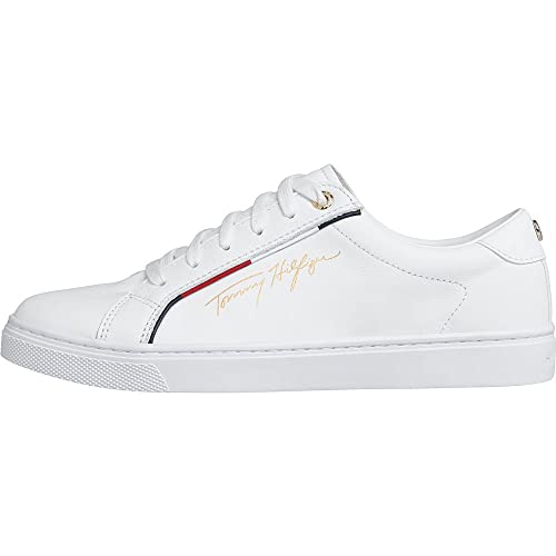 Tommy Hilfiger Damen Cupsole Sneaker Tommy Signature Schuhe, Weiß (White), 37 EU von Tommy Hilfiger