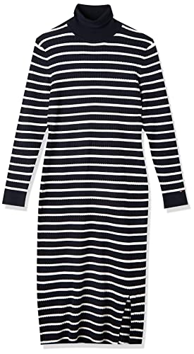 Tommy Hilfiger Damen Cable Roll Neck Skinny Dress WW0WW37456 Bodycon Kleider, Blau (STP Desert Sky/Ecru), XL Tommy Hilfiger Damen Cable Roll Neck Skinny Dress WW0WW37456 Bodycon Kleider, Blau (STP Desert Sky/Ecru), XL von Tommy Hilfiger
