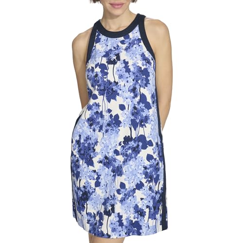 Tommy Hilfiger Damen Sleeveless High Neck Shift Mini Dress Kleid, Elfenbeinfarben Multi/Sky Captain, 40 Tommy Hilfiger Damen Sleeveless High Neck Shift Mini Dress Kleid, Elfenbeinfarben Multi/Sky Captain, 40 von Tommy Hilfiger