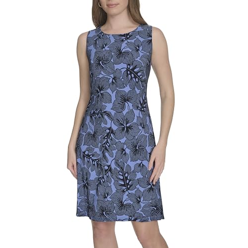 Tommy Hilfiger Damen Sleeveless Round Neck Shift Mini Dress Kleid, French Blue/Sky Captain, 34 von Tommy Hilfiger