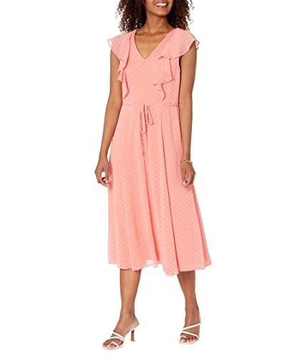 Tommy Hilfiger Damen Sleeveless Midi Fit and Flare Chiffon Kleid, Bloom, 32 von Tommy Hilfiger