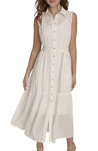 Tommy Hilfiger Damen Sleeveless Midi Shirt Dress Kleid, Elfenbein, 40 Tommy Hilfiger Damen Sleeveless Midi Shirt Dress Kleid, Elfenbein, 40 von Tommy Hilfiger