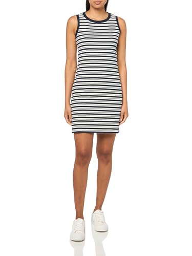 Tommy Hilfiger Damen Ärmelloses Chatham-tankkleid aus Rippstrick Lässiges Kleid, Sky Captain/Elfenbein, Groß von Tommy Hilfiger