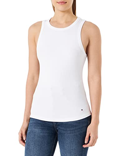 Tommy Hilfiger Damen Top Slim 5X2 Rib Stretch, Weiß (Th Optic White), XXL von Tommy Hilfiger