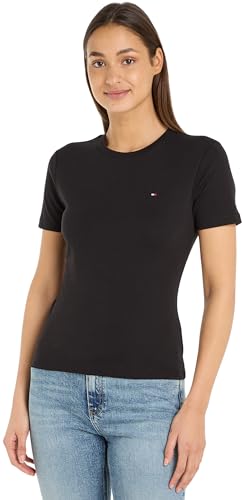 Tommy Hilfiger Damen T-Shirt Kurzarm New Slim Cody Rundhalsausschnitt, Schwarz (Black), M von Tommy Hilfiger