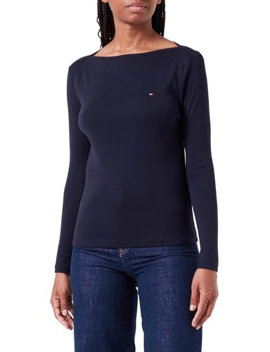 Tommy Hilfiger Damen Langarmshirt Slim Cody Rib Baumwolle, Blau (Desert Sky), XXS von Tommy Hilfiger