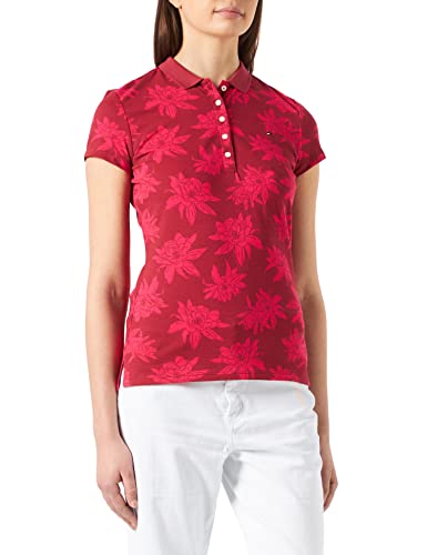 Tommy Hilfiger Damen Slim Printed Polo Ss Polohemd, Mid Scale Bloom/Pink Splendor, M von Tommy Hilfiger