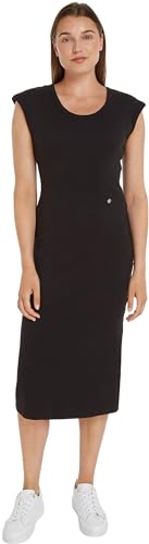 Tommy Hilfiger Damen Slim Rib DRS MIDI Cap Sleeve WW0WW41273 Bodycon Kleider, Schwarz (Black), M von Tommy Hilfiger