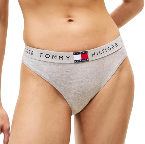 Tommy Hilfiger Damen Slip Bikini Form Classic mit Logobund, Grau (Light Grey Heather), S von Tommy Hilfiger