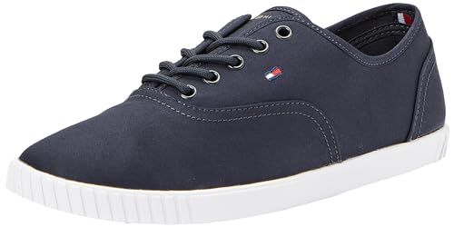 Tommy Hilfiger Damen Sneaker Canvas Lace Up Schuhe, Blau (Space Blue), 37 von Tommy Hilfiger