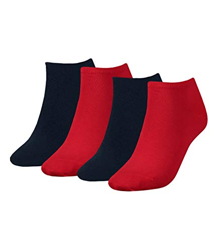 Tommy Hilfiger Damen Sneaker Socken Füßlinge Kurzsocken 343024001 4 Paar, Farbe:Mehrfarbig, Menge:4 Paar (2x 2er Pack), Größe:35-38, Artikel:-684 tommy red von Tommy Hilfiger