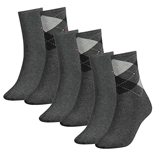 Tommy Hilfiger Damen Socken, Check Sock, Strümpfe, Rauten, 6er Pack (Hellgrau, 35-38 (6 Paar)) von Tommy Hilfiger