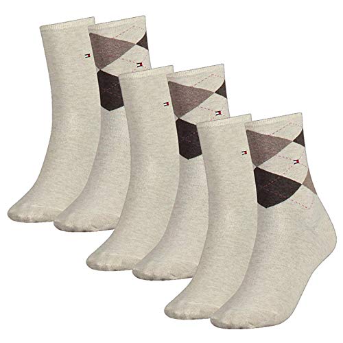 Tommy Hilfiger Damen Socken, Check Sock, Strümpfe, Rauten, 6er Pack (Rot, 39-42 (6 Paar)) von Tommy Hilfiger