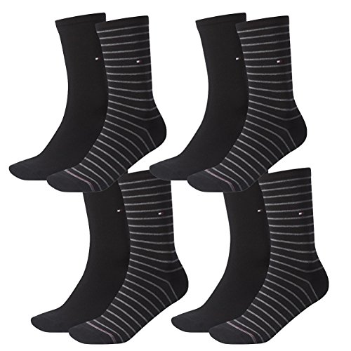 Tommy Hilfiger Damen Socken Small Stripe Casual Socken 4er Pack, Größe:35-38, Farbe:Black (200) von Tommy Hilfiger