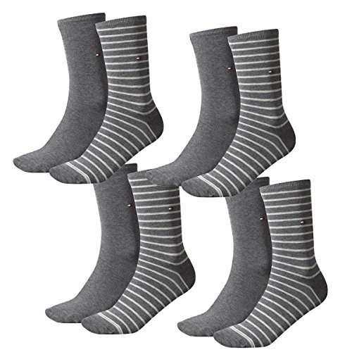 Tommy Hilfiger Damen Socken Small Stripe Casual Socken 4er Pack, Größe:39-42, Farbe:Middle Grey Melange (758) von Tommy Hilfiger