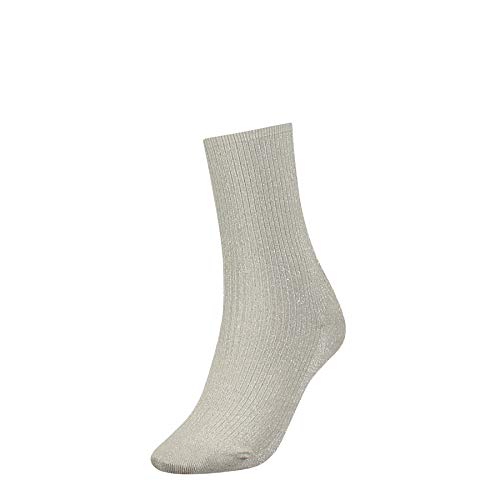 Tommy Hilfiger Damen Socken TH WOMEN GLIITER SOCK 383016001, Gr. 39/42, Silber (Silver 500) von Tommy Hilfiger