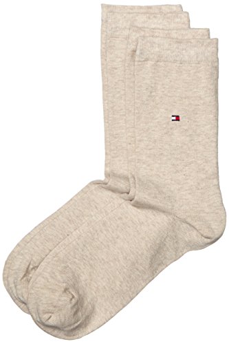 Tommy Hilfiger Damen Matt Fein Socken TH SOCK CASUAL, 2er Pack, 100 DEN, Gr. 35/38, Beige (light beige melange 360) von Tommy Hilfiger