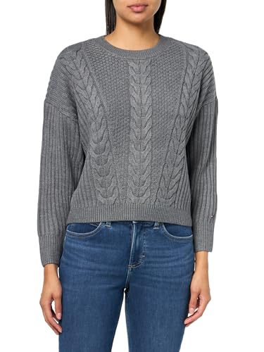 Tommy Hilfiger Damen Solid Crewneck Casual Sweater Pullover, Fog Heather Grey, XX-Large von Tommy Hilfiger