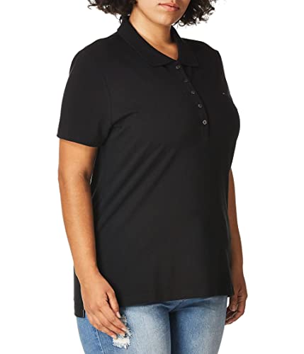 Tommy Hilfiger Damen Solid Short Sleeve Pique Shirt S/S Core Polo, schwarz, X-Klein von Tommy Hilfiger