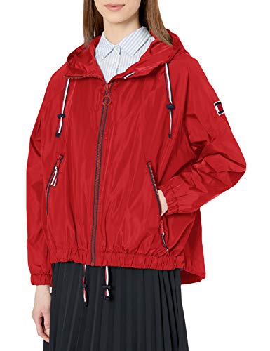 Tommy Hilfiger Damen Sportlicher Kapuze Windbreaker, Purpurrot, M von Tommy Hilfiger