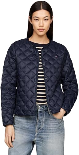 Tommy Hilfiger Damen Steppjacke Down Quilted Collarless mit Knopfleiste, Blau (Desert Sky), XL von Tommy Hilfiger