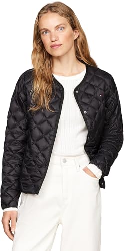 Tommy Hilfiger Damen Steppjacke Down Quilted Collarless mit Knopfleiste, Schwarz (Black), XXS von Tommy Hilfiger