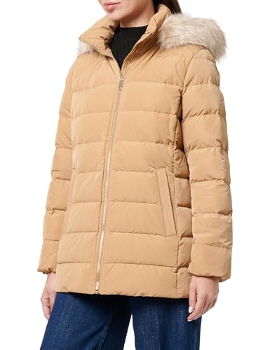 Tommy Hilfiger Damen Steppjacke Heritage Down Tyra Jacket With Fur Lang, Grün (Classic Khaki), XS von Tommy Hilfiger