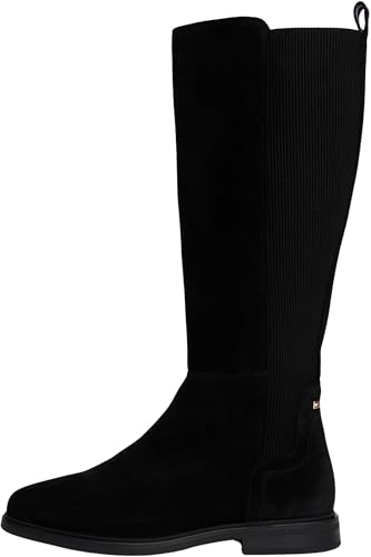 Tommy Hilfiger Damen Stiefel Flag Long aus Wildleder, Schwarz (Black), 39 von Tommy Hilfiger