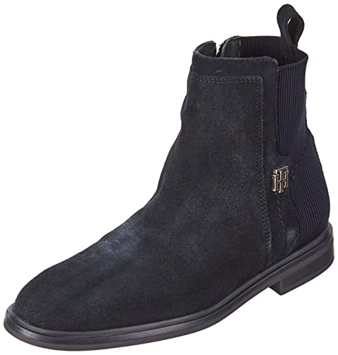 Tommy Hilfiger Damen Stiefeletten TH Essentials Flat Boot aus Wildleder, Blau (Desert Sky), 38 EU von Tommy Hilfiger