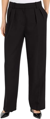 Tommy Hilfiger Damen Stoffhose Relaxed Fit Business Hose, Schwarz (Black), 40 von Tommy Hilfiger