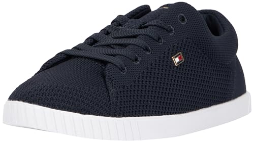 Tommy Hilfiger Damen Strick Sneaker Flag Lace Up Schuhe, Blau (Space Blue), 38 von Tommy Hilfiger