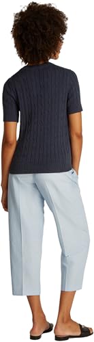 Tommy Hilfiger Damen Strickjacke Cardigan Cable Mid Kurzarm, Blau (Dark Night Navy), XL von Tommy Hilfiger