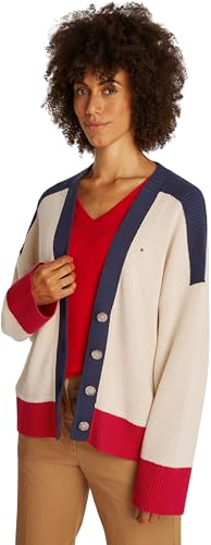 Tommy Hilfiger Damen Strickjacke Cardigan mit Knopfleiste, Elfenbein (Country Ivory), XS-S von Tommy Hilfiger