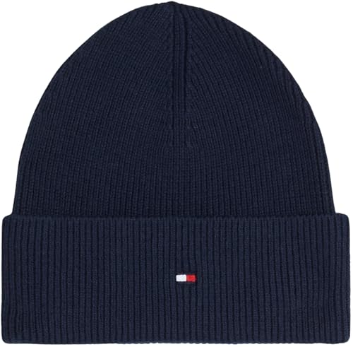 Tommy Hilfiger Damen Strickmütze Essential Flag Beanie mit Logo, Blau (Space Blue), Einheitsgröße von Tommy Hilfiger