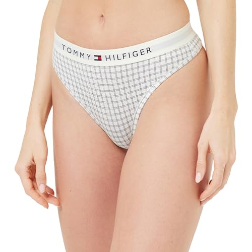 Tommy Hilfiger Thong Print Stringtangas Damen, Weiß (Ctb Grid Check Ivory), L von Tommy Hilfiger