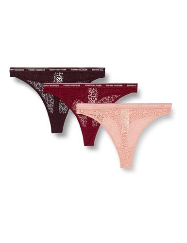 Tommy Hilfiger Damen Strings Thong 5 Pack Gifting Tangas, Mehrfarbig (Rouge/Ultra/Guava/Des Sky/Burg), L von Tommy Hilfiger