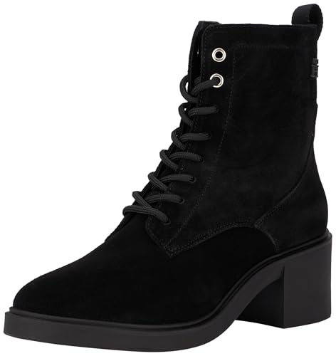 Tommy Hilfiger Damen Stiefel Suede Mid Heel Laceup mit Absatz, Schwarz (Black), 41 von Tommy Hilfiger