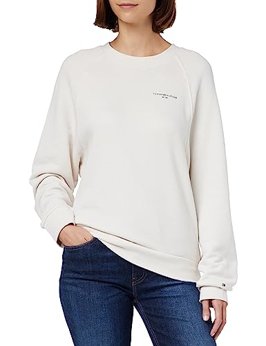 Tommy Hilfiger Damen Sweatshirt 1985 ohne Kapuze, Beige (Weathered White), L von Tommy Hilfiger